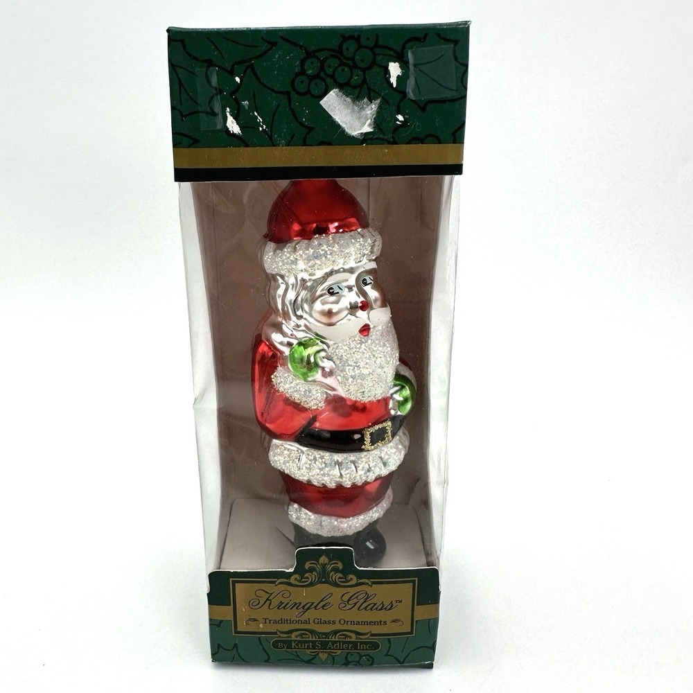 Vintage Kurt S Adler GC866 Kringle Glass Santa Christmas Ornament Colombia Box